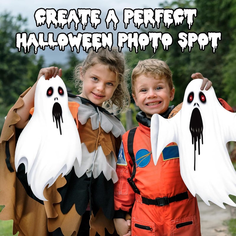 ComboJoy 7 Pack Ghost Halloween Yard Signs, Large Halloween Yard Decorations with Stakes, Waterproof Scary Outdoor Holiday Ghost Decor for Yard Lawn Garden, 16” Big Size - Image 5