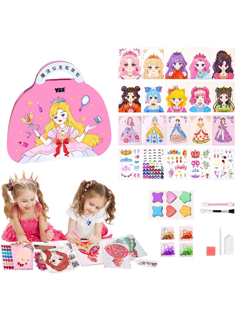 DMG TECH Art Craft Activity for Kids, Paper Craft Kits, Diamond Painting, Dress Up & DIY Paper Makeup Arts, Princess Toys Gift Set, Birthday Party Gift for Girls - Image 1