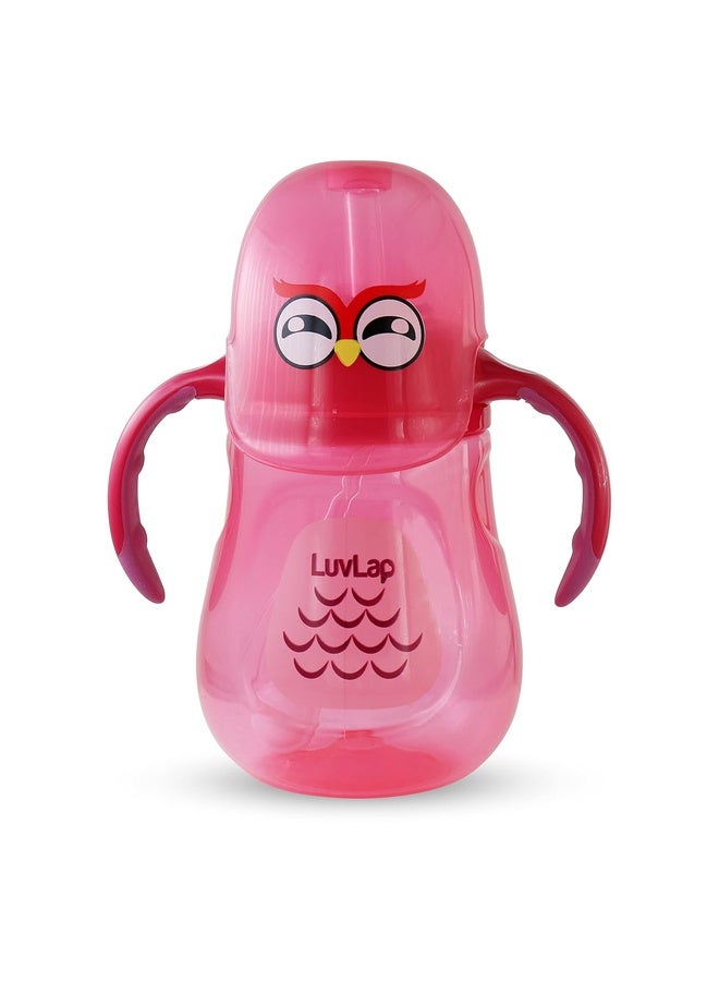 Luvlap Wise Owl Sipper for Infant/Toddler 280ml, Anti-Spill Sippy Cup with Soft Silicone Straw BPA Free, 12m+ (Pink) - Image 1