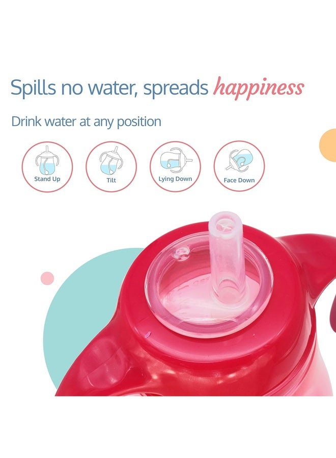 Luvlap Wise Owl Sipper for Infant/Toddler 280ml, Anti-Spill Sippy Cup with Soft Silicone Straw BPA Free, 12m+ (Pink) - Image 4