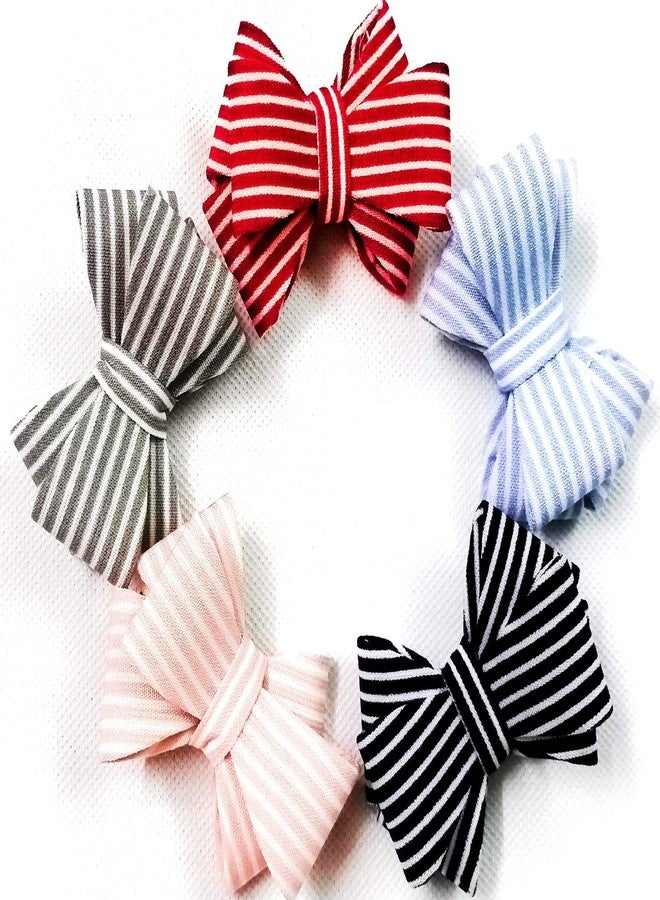 Rubela Sonpal Cotton Waves Multicolour Polka Dot Bow Hair Clips/Pins for Women, Red, Black & Blue, 5 Pcs (Pack of 1) - Image 1