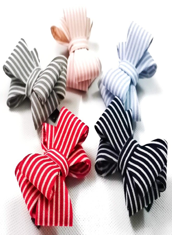 Rubela Sonpal Cotton Waves Multicolour Polka Dot Bow Hair Clips/Pins for Women, Red, Black & Blue, 5 Pcs (Pack of 1) - Image 3