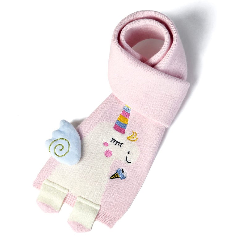BEARUN Kids Winter Scarf Toddler Girls Cute Knit Scarf Baby Warm Scarves Neck Warmer Pink - Image 2
