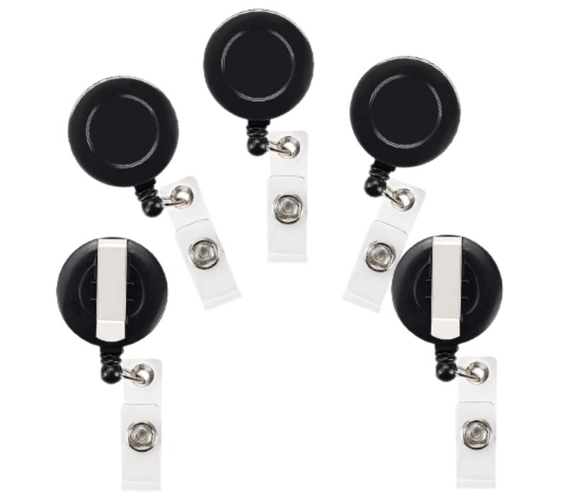 ANG Round Shape Retractable yo-yo Clip for id Card Holder (Pack of 5) – (Black or Blue) - Image 1