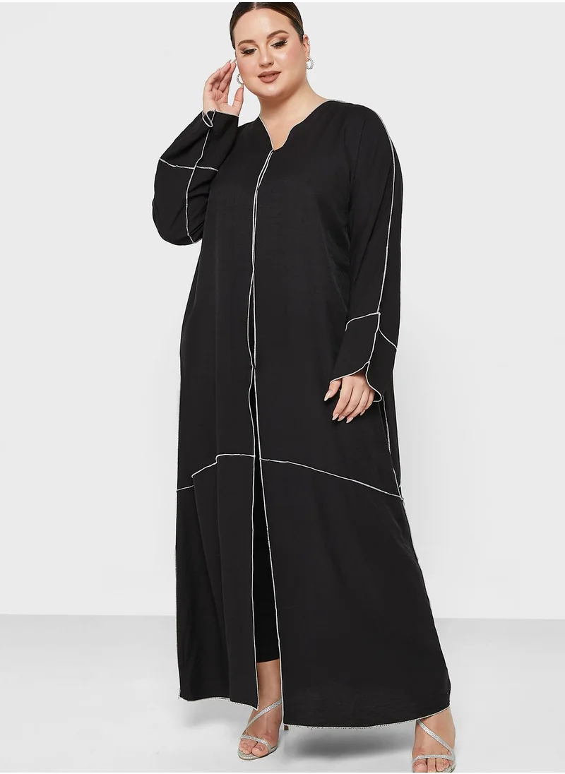 Khizana Contrast Paneled Abaya