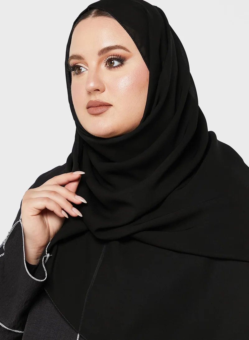 Khizana Contrast Paneled Abaya