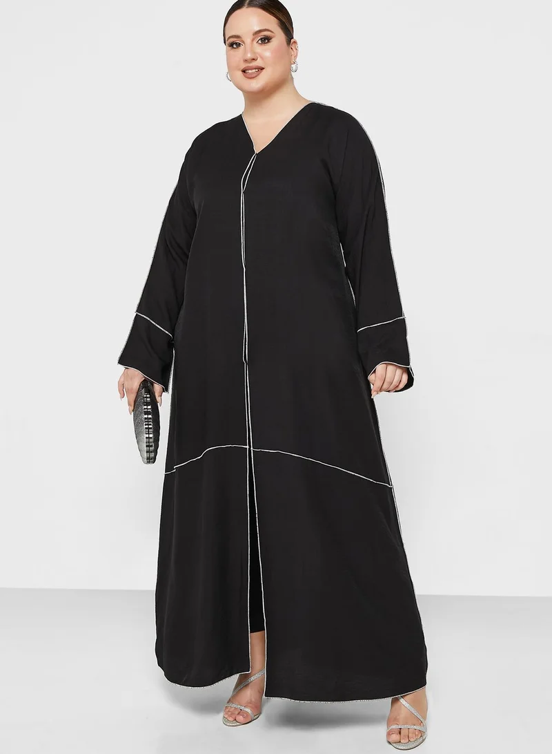 Khizana Contrast Paneled Abaya