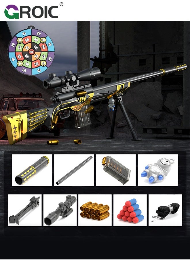 GROIC Toy Gun Soft Bullets Education Toy, Sniper Rifle Blaster Gun M24, 15X Mirror Effect Toy Sniper Guns, DIY Toy with Rich Accessories, Shooting Games Toys for Kids  - Image 1