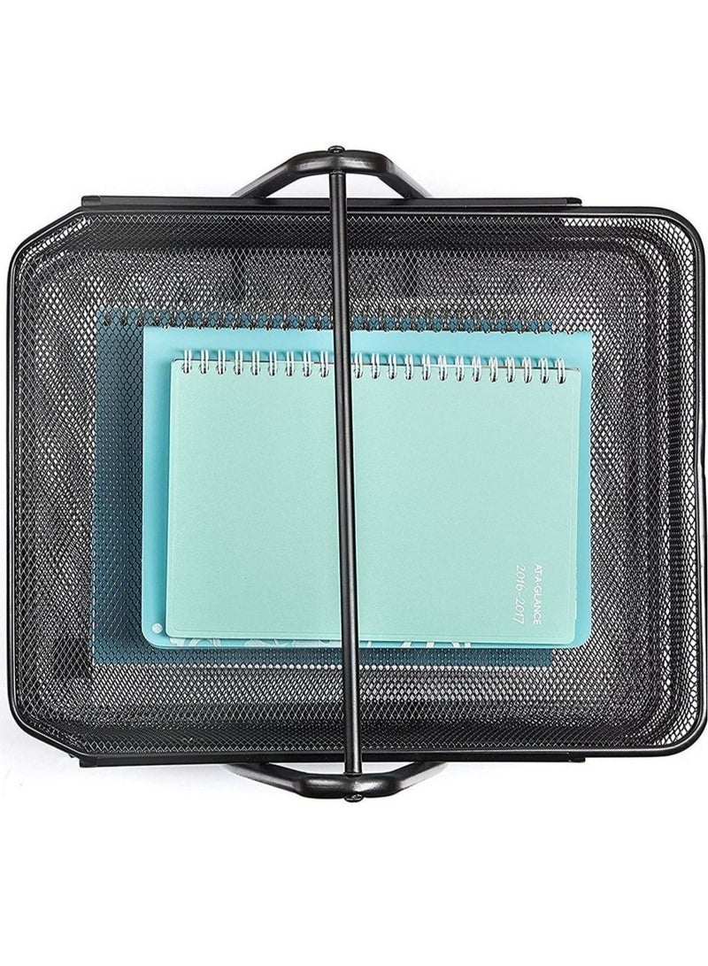 ELTRAZONE Metal Mesh 3 Tier Desk Organizer File Tray for Documents, Letters, Magazine, Newspaper for Office (Black Color) - Image 3