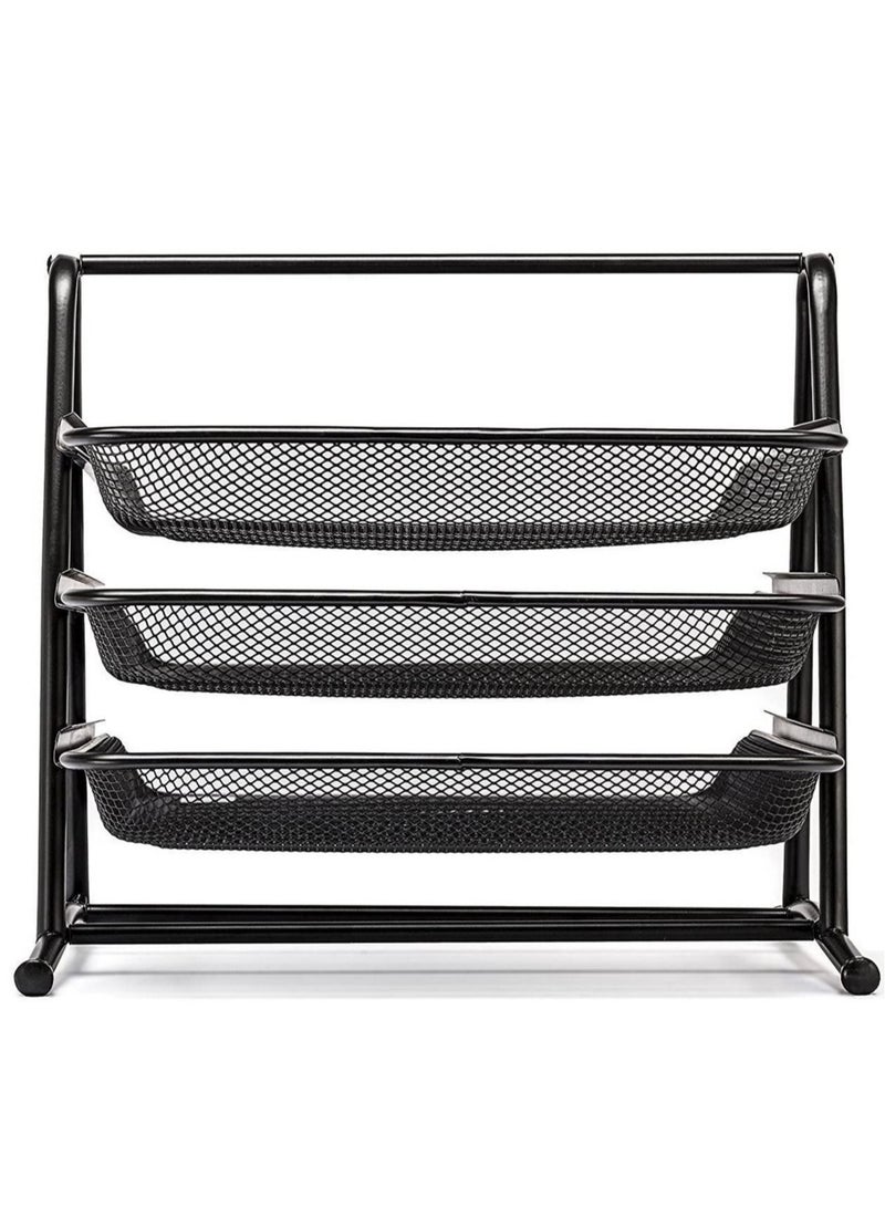 ELTRAZONE Metal Mesh 3 Tier Desk Organizer File Tray for Documents, Letters, Magazine, Newspaper for Office (Black Color) - Image 5