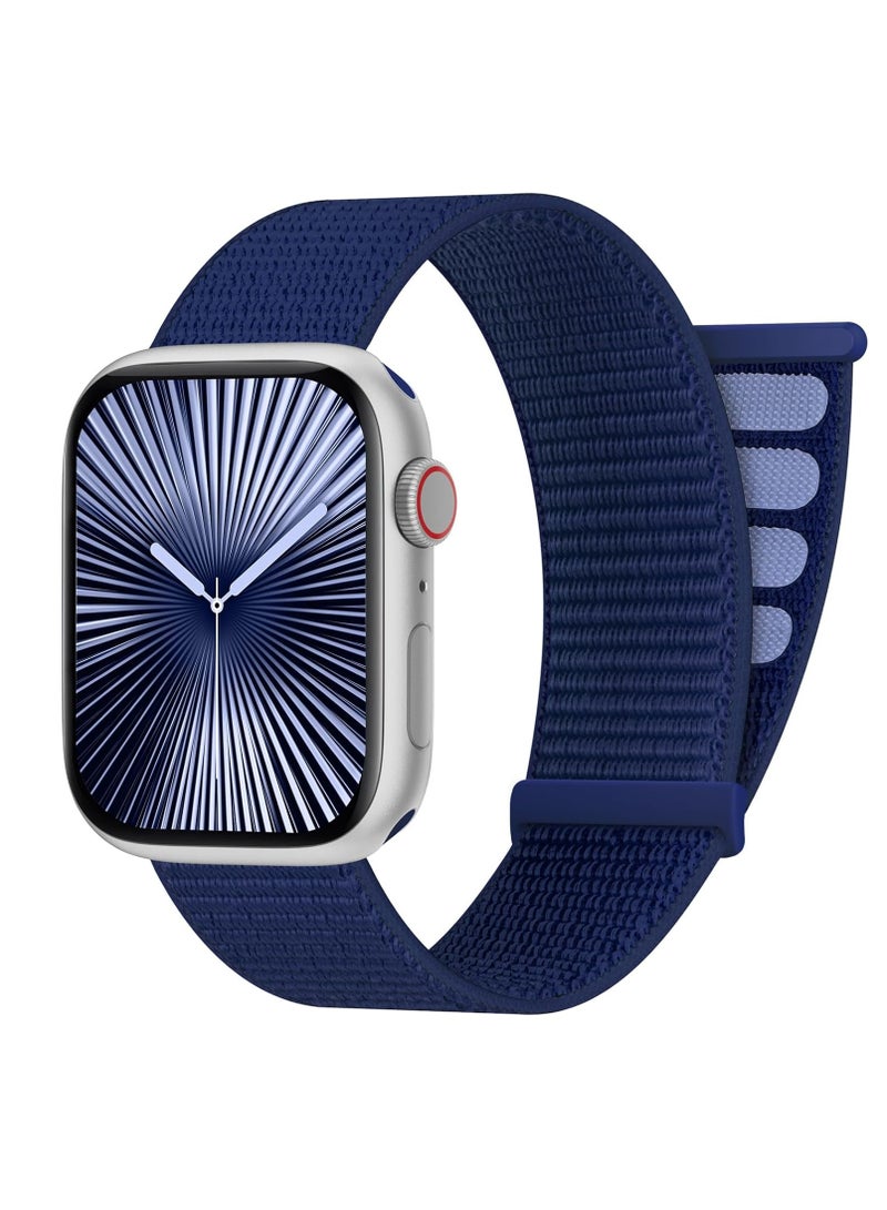 Nylon Watch band Compatible with Apple Watch, For 38mm/40mm/41mm/42mm(S10,S11), Hook &Loop Soft Breathable Adjustable band for iWatch Series 11/10/9/8/7/6/5/4, SE3/SE2/SE, Navy Blue - Image 1