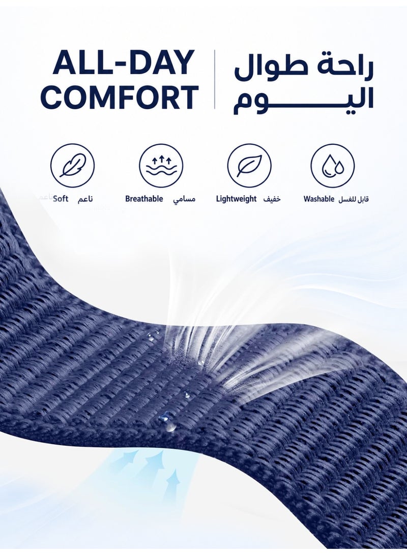 Nylon Watch band Compatible with Apple Watch, For 38mm/40mm/41mm/42mm(S10,S11), Hook &Loop Soft Breathable Adjustable band for iWatch Series 11/10/9/8/7/6/5/4, SE3/SE2/SE, Navy Blue - Image 3