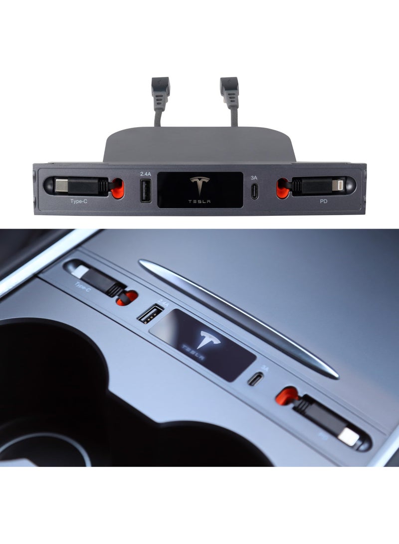 erorex Fast Charge Adapter for Tesla, Tesla USB Hub Fit Center Console Adapter of 2021-2023 Model 3 and 2021-2024 Model Y(Not Fit Model 3 2024)  - Image 1