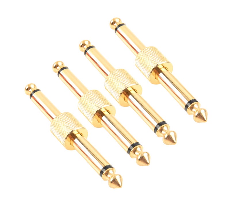 Devinal Professional Guitar Pedal Coupler, 1/4 inch TS Guitar Effects Pedal Connector Straight Type, Gold Planted (4 Pack) - Image 1