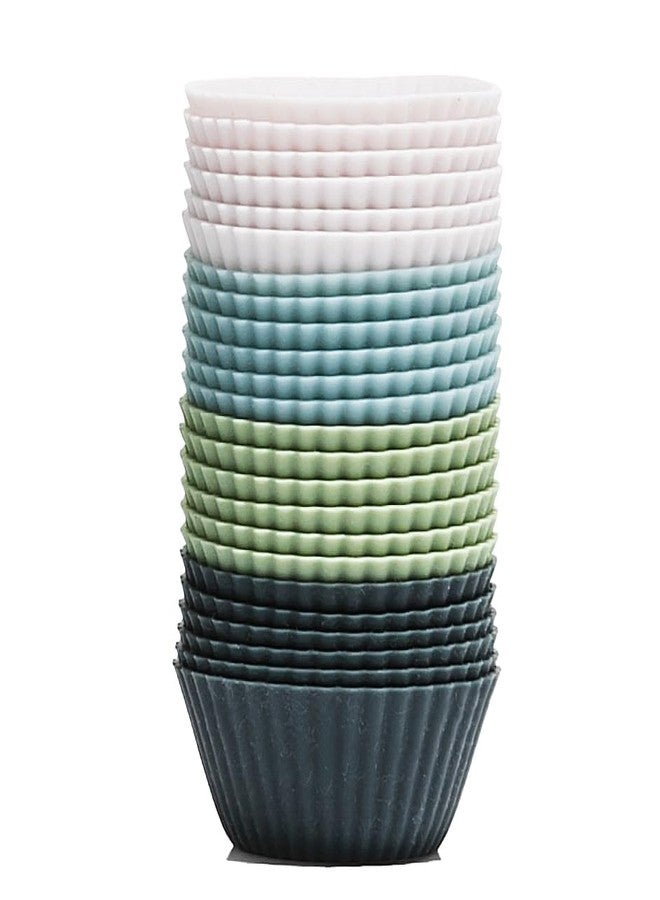The Silicone Kitchen أكواب خبز سيليكون صغيرة قابلة لإعادة الاستخدام، غير سامة، خالية من مادة BPA، آمنة للغسل في غسالة الأطباق، عبوة من 24 كوبًا، أبيض، أزرق، أخضر - Image 2