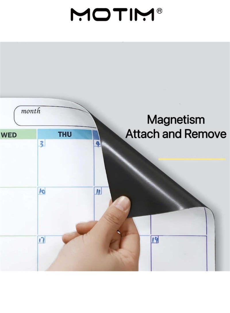 موتيم 3 عبوات تقويم مغناطيسي للثلاجة ، محو جاف ، ممحاة ، تقويم محو جاف ، سبورة بيضاء لجدار الثلاجة وتنظيم الثلاجة - شهريا ، أسبوعيا - Image 3