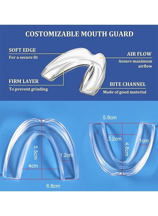 طقم واقي فم مكون من 4 قطع لصرير الأسنان أثناء الليل، واقي فم لطحن الأسنان أثناء الليل، واقي فم قابل لإعادة الاستخدام لطحن الأسنان، واقيات فم لطحن الأسنان (كبير، صغير) - Image 2