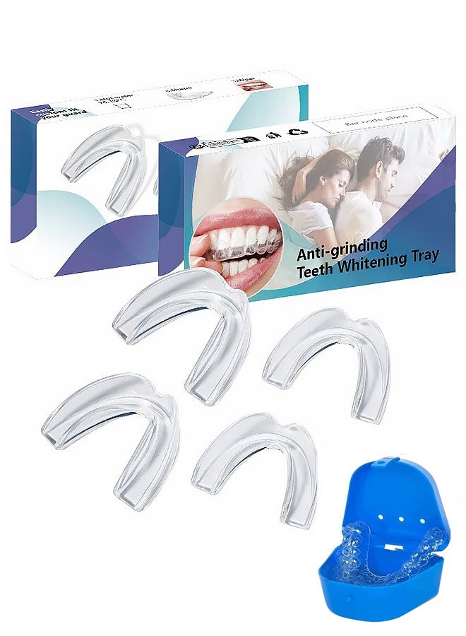طقم واقي فم مكون من 4 قطع لصرير الأسنان أثناء الليل، واقي فم لطحن الأسنان أثناء الليل، واقي فم قابل لإعادة الاستخدام لطحن الأسنان، واقيات فم لطحن الأسنان (كبير، صغير) - Image 1