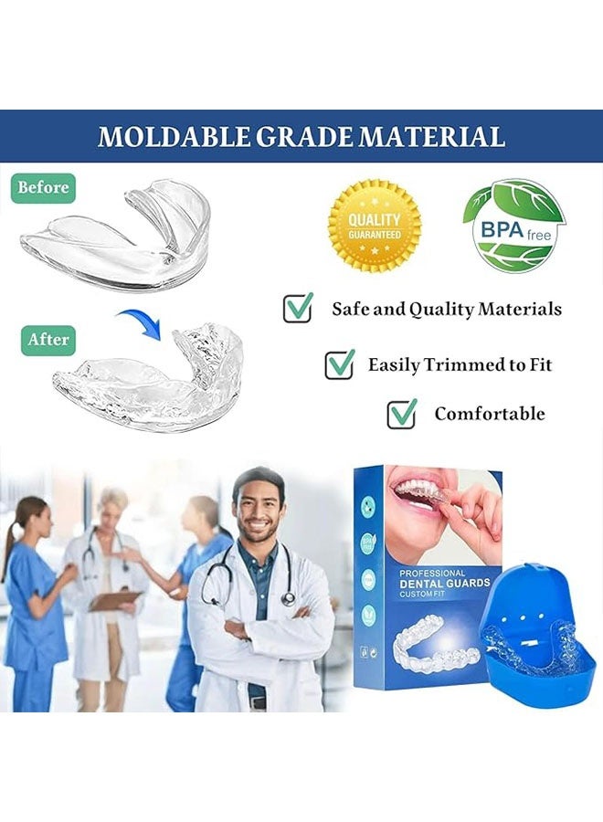 طقم واقي فم مكون من 4 قطع لصرير الأسنان أثناء الليل، واقي فم لطحن الأسنان أثناء الليل، واقي فم قابل لإعادة الاستخدام لطحن الأسنان، واقيات فم لطحن الأسنان (كبير، صغير) - Image 3