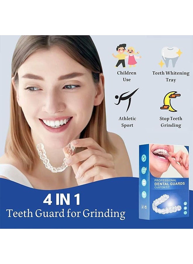 طقم واقي فم مكون من 4 قطع لصرير الأسنان أثناء الليل، واقي فم لطحن الأسنان أثناء الليل، واقي فم قابل لإعادة الاستخدام لطحن الأسنان، واقيات فم لطحن الأسنان (كبير، صغير) - Image 4