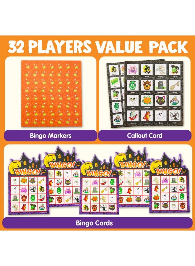 JOYIN 32 Players Halloween Bingo Game, Kids Bingo Cards Set for Large Group School Classroom Family Activities, Halloween Party Games, Halloween Party Supplies Card Game - Image 2