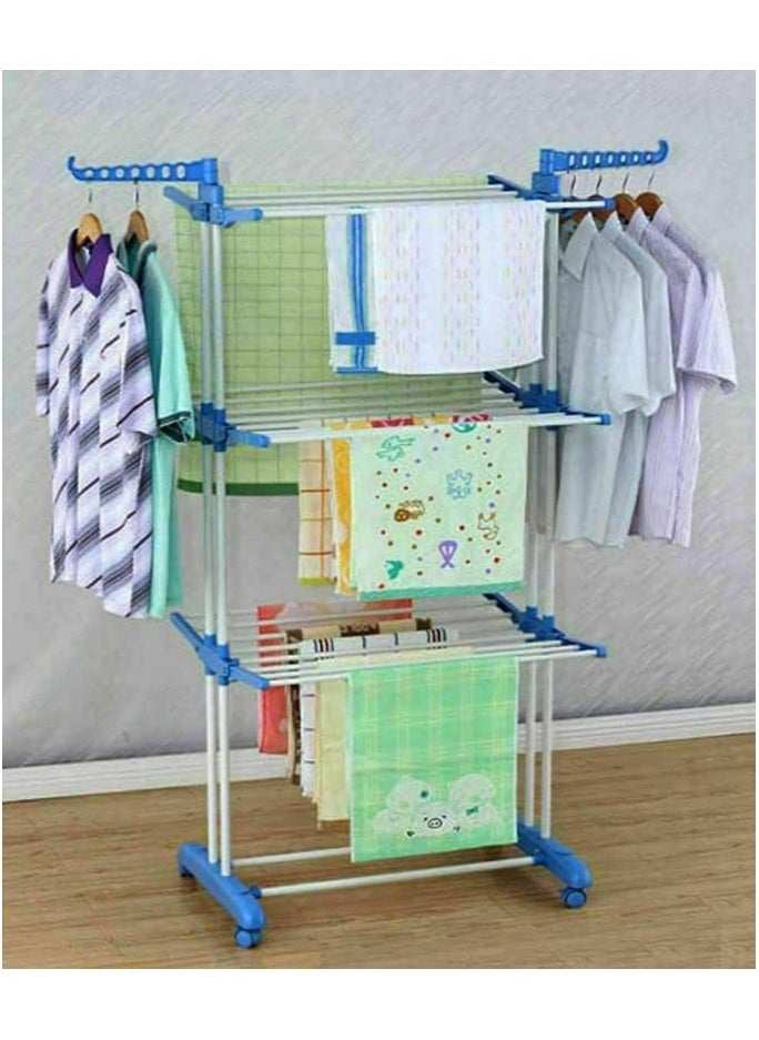 Generic - Giant clothes rack consisting of 3 levels, excellent material, blue stainless steel - Image 1
