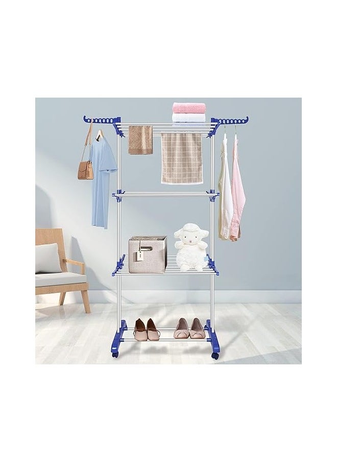 Generic - Giant clothes rack consisting of 3 levels, excellent material, blue stainless steel - Image 1