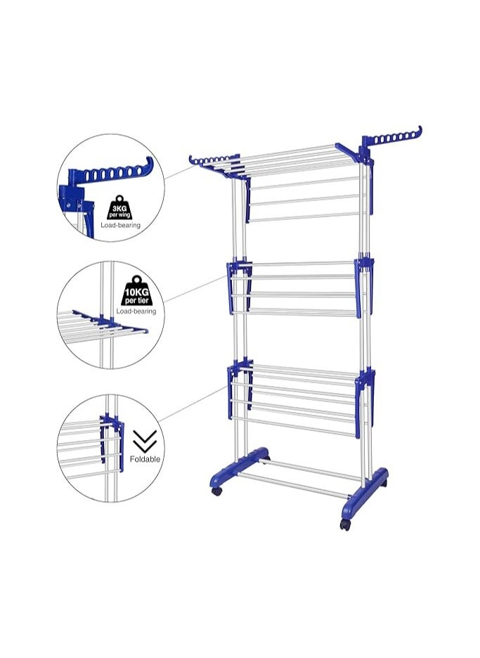 Generic - Giant clothes rack consisting of 3 levels, excellent material, blue stainless steel - Image 1