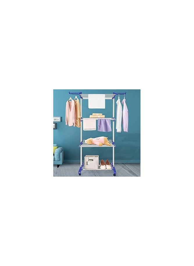 Generic - Giant clothes rack consisting of 3 levels, excellent material, blue stainless steel - Image 1