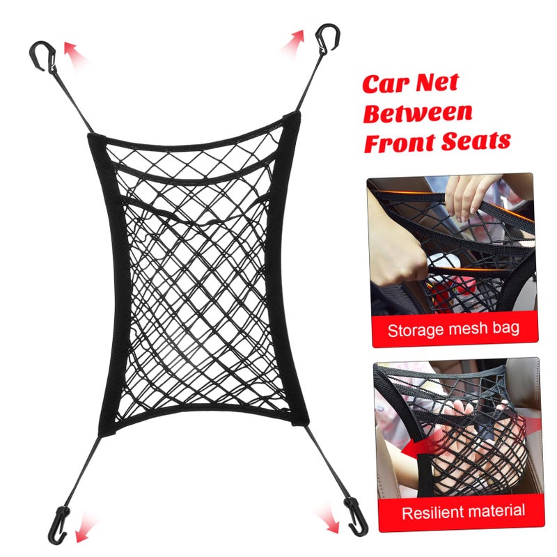 Elastic Mesh Car Organizer Net Front Seat Storage Pet Barrier Space Saving - Image 3