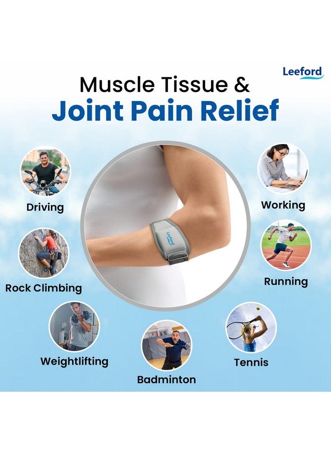 Leeford Tennis Elbow Support Brace Band for Pain Relief(L)- Elbow Support,Adjustable with Compression Pad, Elbow Support Strap for Gym, for Men&Women, Weightlifting, Volleyball & Other Sports - Image 3