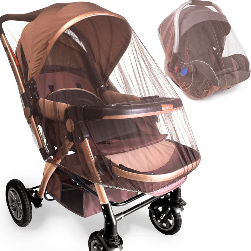 Sysmie Durable Baby Mosquito Net (2 Pack) - Perfect Bug Net for Strollers, Bassinets, Cradles, Playards, Pack N Plays and Portable Mini Crib (Coffee) - Image 1