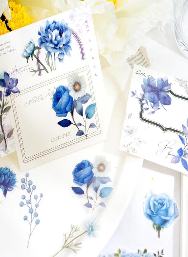 Obujopal 100 Pcs Natural Botanical Flower Stickers, Wildflower Stickers for Scrapbooking Junk Journal Notebook Diary Planner Letter Envelope Water Bottle Phone Case Craft Decoration (Blue) - Image 4