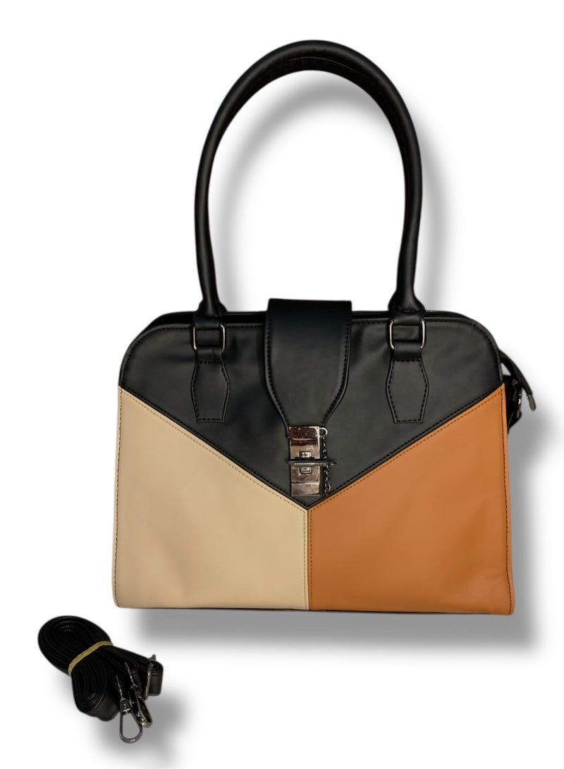 Women’s Handbag and Crossbody – black with Multicolor Design and Elegant Style  - Image 3