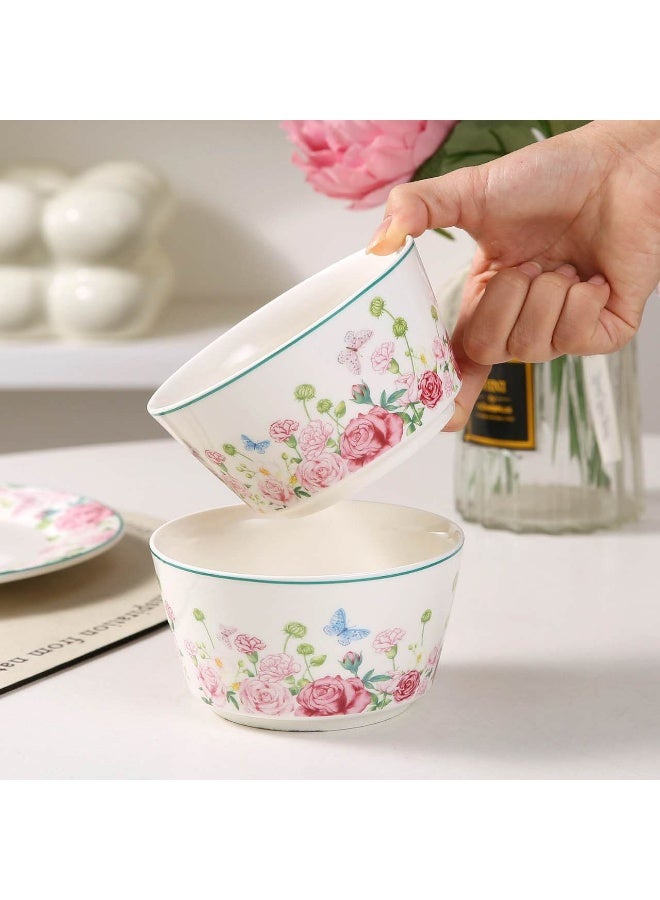 Six-piece rose ceramic bowl and plate set Nordic light luxury tableware set gift box - Image 2