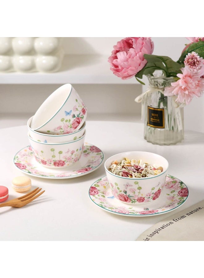Six-piece rose ceramic bowl and plate set Nordic light luxury tableware set gift box - Image 3