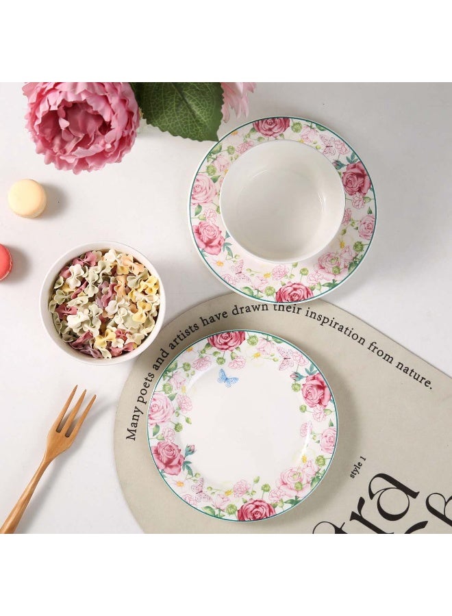 Six-piece rose ceramic bowl and plate set Nordic light luxury tableware set gift box - Image 5