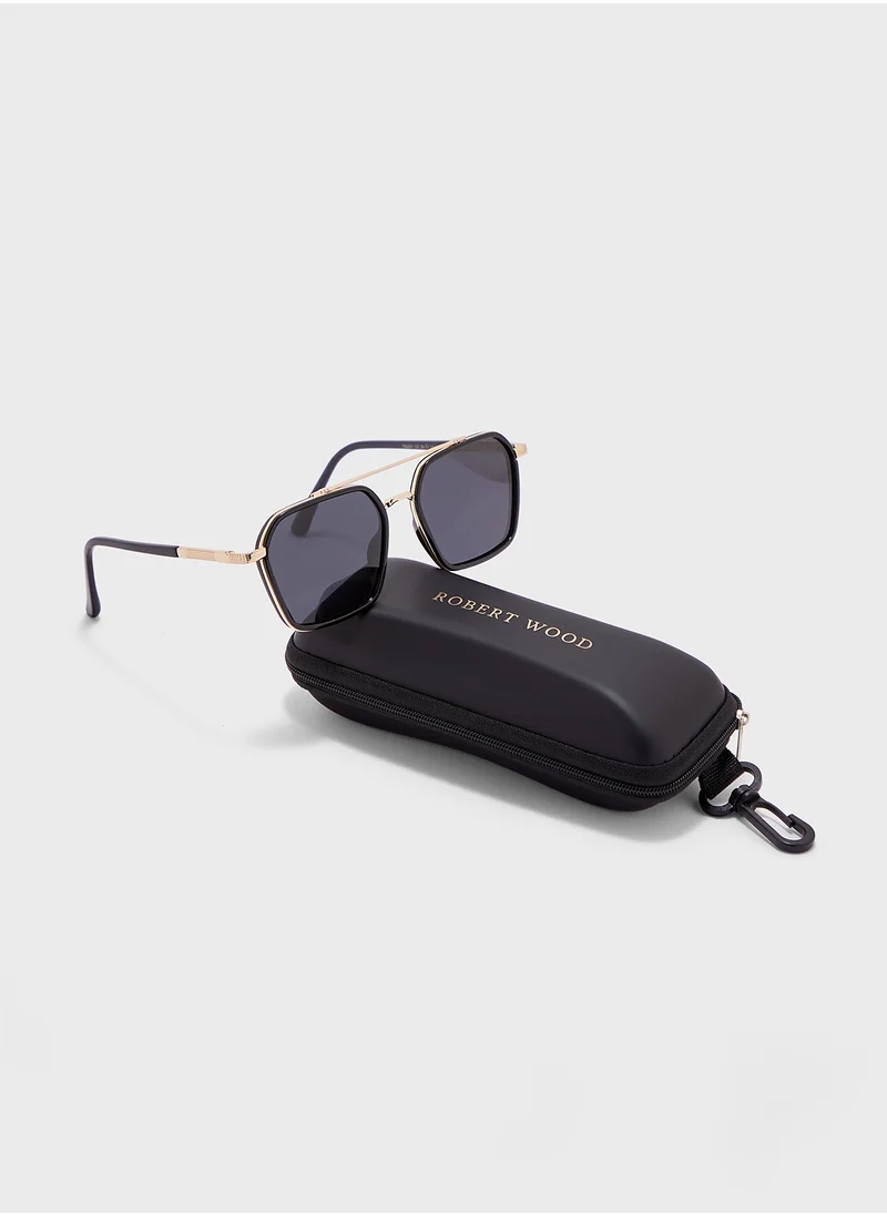 Robert Wood Polarized Lens With Spring Arms Aviator Sunglasses