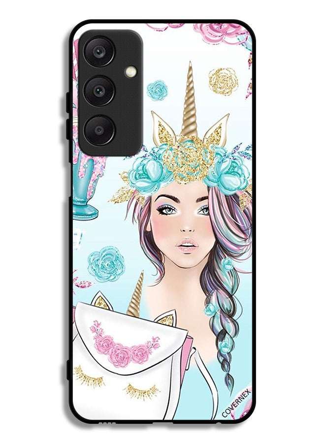 Covernex Samsung Galaxy A25 5G Protective Case Cover Eyelashes On Bag & Unicorn Girl - Image 1