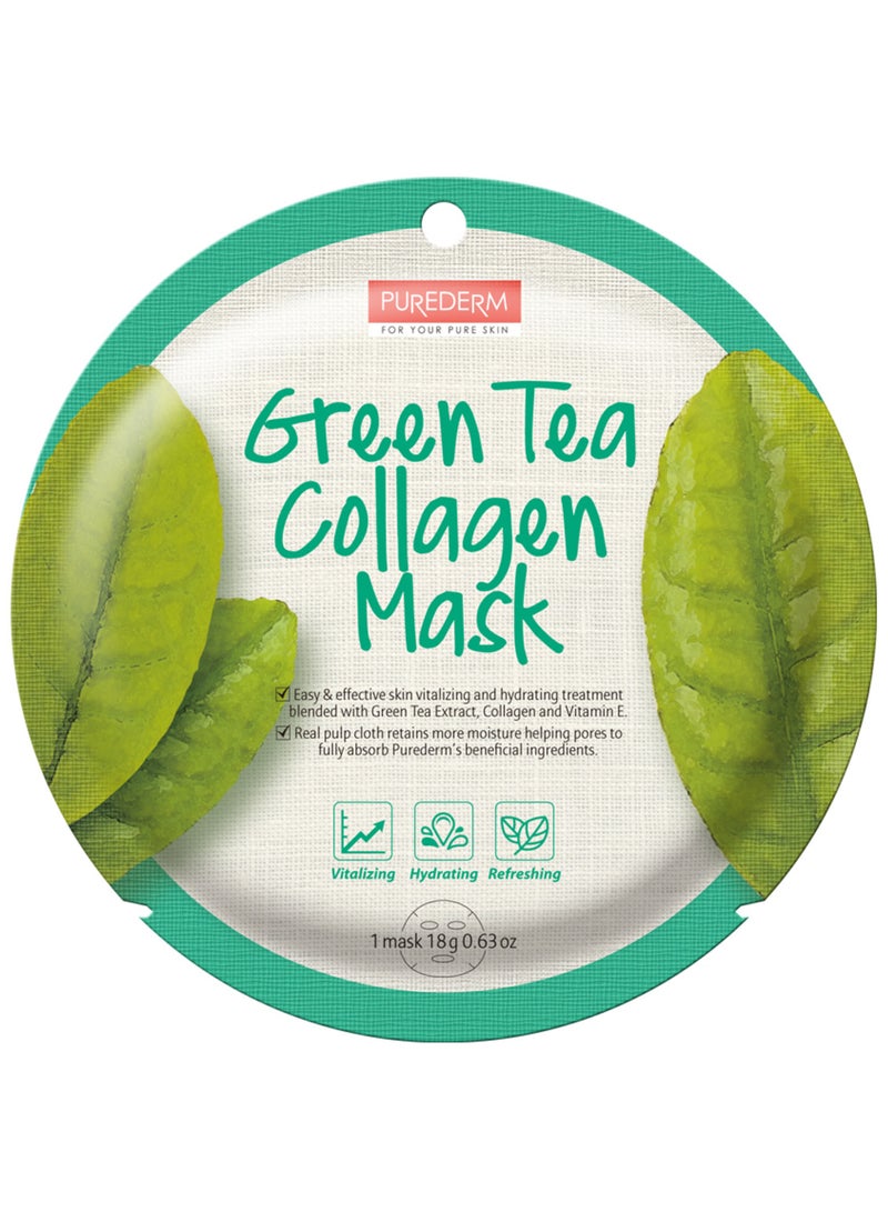 PUREDERM Green Tea Collagen Mask - Image 1