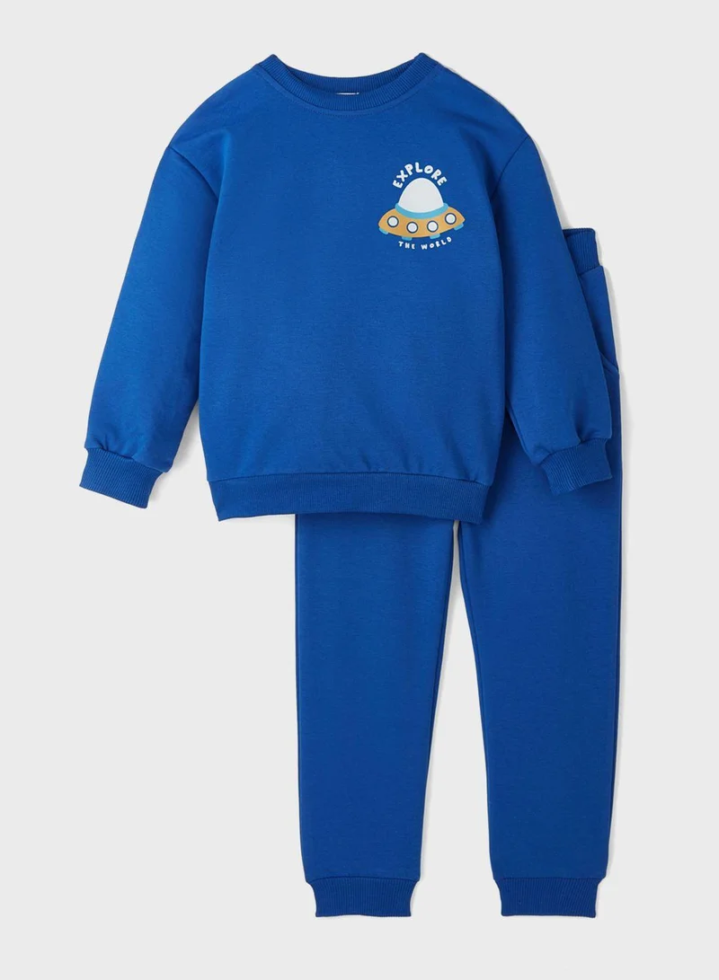 جون June Boy'S Printed Tracksuit Set Beige