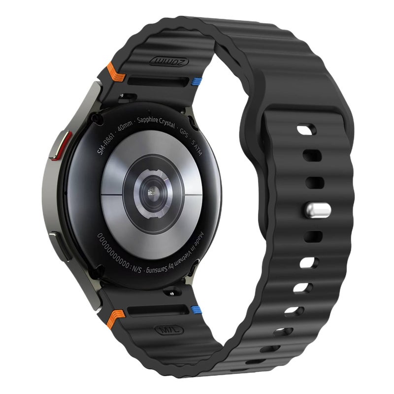 سوار ساعة ذكية رياضي من السيليكون متوافق مع Samsung Galaxy Watch 7 بملاءمة قابلة للتعديل وحزام ناعم للاستبدال اليومي باللون أسود قابل للتعديل - Image 2