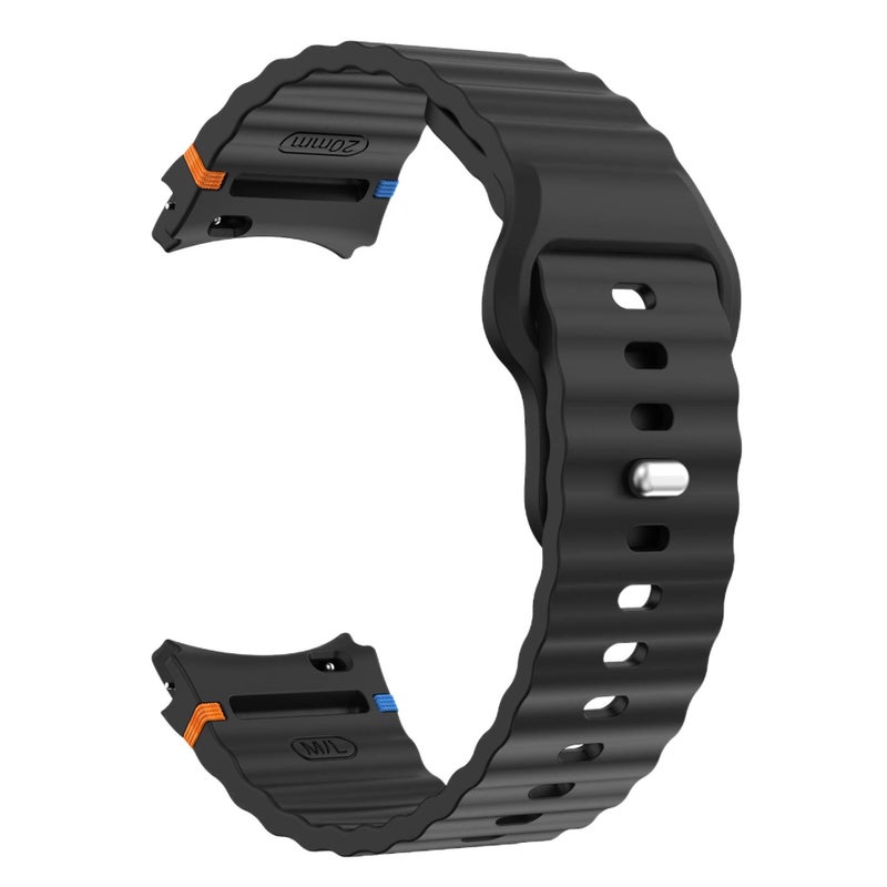 سوار ساعة ذكية رياضي من السيليكون متوافق مع Samsung Galaxy Watch 7 بملاءمة قابلة للتعديل وحزام ناعم للاستبدال اليومي باللون أسود قابل للتعديل - Image 3