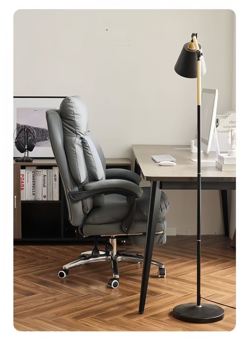 كرسي مكتب كبير وعالي الطول مع دعم القدم، كرسي مكتب تنفيذي عالي الجذع من جلد PU بوزن 150 كجم، كراسي الكمبيوتر المريحة مع دعم لطيف للظهر لمن يحملون الأوزان الثقيلة (جميعها رمادية) - Image 4
