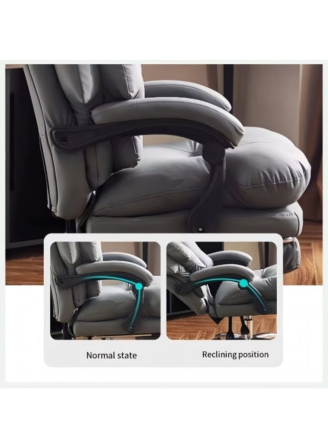 كرسي مكتب كبير وعالي الطول مع دعم القدم، كرسي مكتب تنفيذي عالي الجذع من جلد PU بوزن 150 كجم، كراسي الكمبيوتر المريحة مع دعم لطيف للظهر لمن يحملون الأوزان الثقيلة (جميعها رمادية) - Image 5