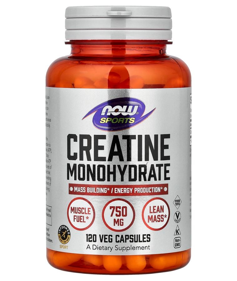 now Sports Creatine Monohydrate 120 Veg Capsules (0.75 g per Capsule)