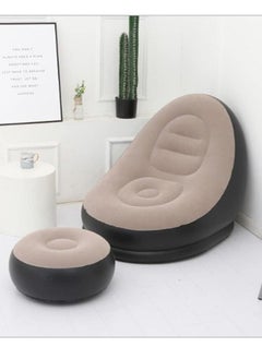 JAJEEK "NEW Inflatable Air Chair with Footrest Stool – Comfortable Furniture Set (116x98x83 cm, Brown)"  - Image 4