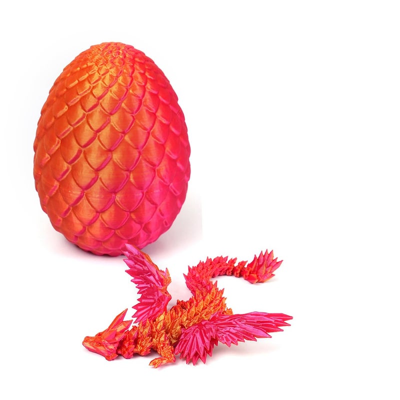 PETBSNVB 3D Printed Dragon with Wings in Egg Easter Basket Stuffers Crystal Dragon Surprise in Eggs Articulated Dragon Dragon Fidget Toy Home Office Decor Executive Desk Toy Laser Red - Image 3