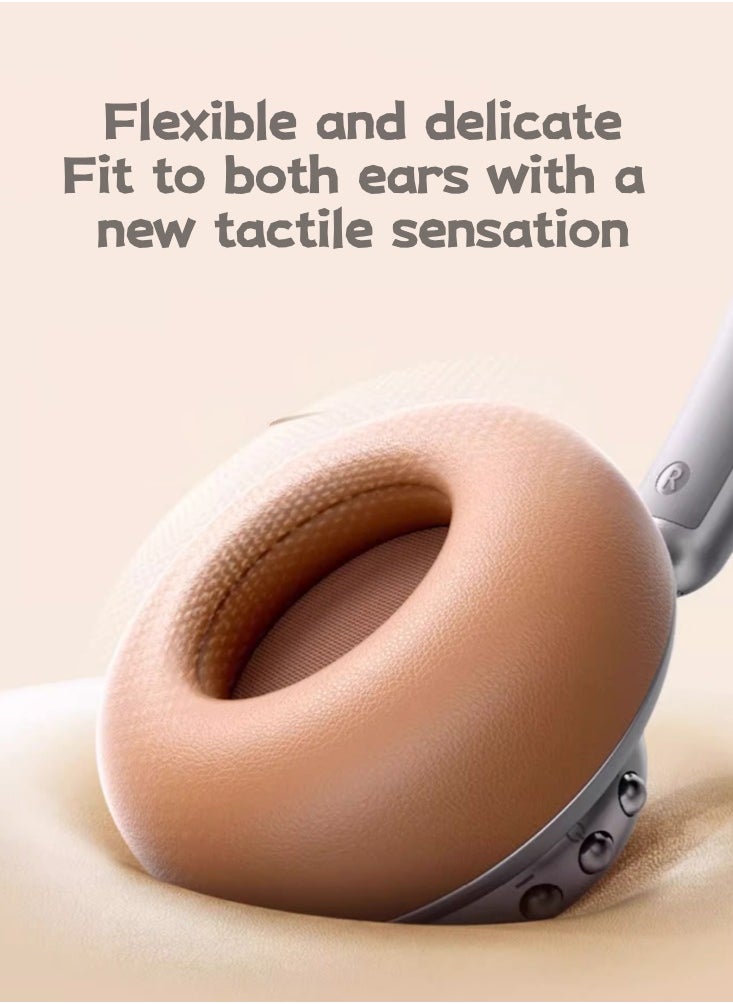 Vintage Bluetooth Headset With High Aesthetics And Noise Reduction, Mocha Brown 80 Hour Battery Life