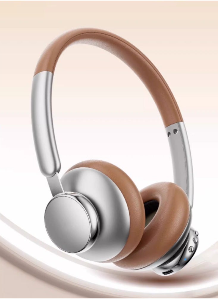Generic Vintage Bluetooth Headset With High Aesthetics And Noise Reduction, Mocha Brown 80 Hour Battery Life  - Image 3